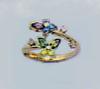 14K yellow gold top adjustable with semi-precious stones set in butterfly