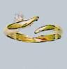 14K yellow gold top adjustable toe ring criss crossing with CZ set on one side