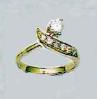 14K yellow gold top adjustable toe ring with prong and pave set CZs