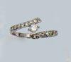 14K white gold top-adjustable toe ring with pave set CZs