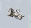 14K white gold top-adjustable toering with three large set CZs