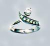14K white gold top adjustable toe ring with prong and pave set CZs