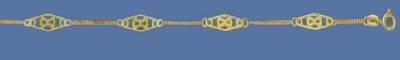 14K yellow gold 10-in anklet with interspersed yellow gold designer plaques